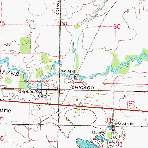 Topographic Map of Rush Creek, IL