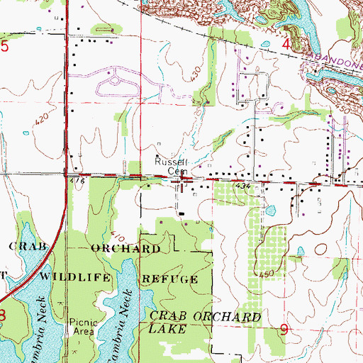 Topographic Map of Russell Cemetery, IL