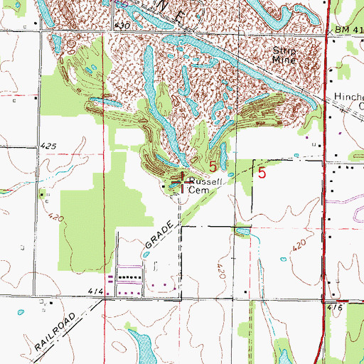 Topographic Map of Russell Cemetery, IL