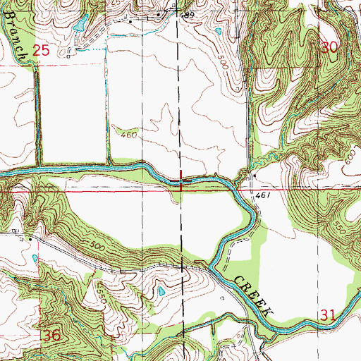 Topographic Map of Russett Branch, IL