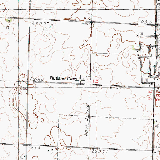 Topographic Map of Rutland Cemetery, IL