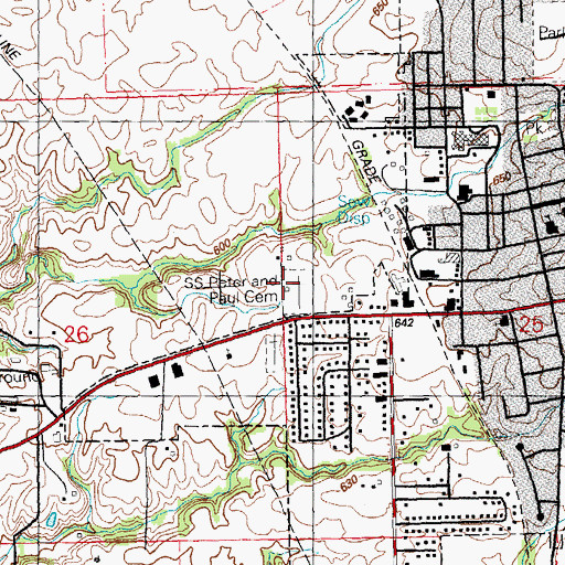 Topographic Map of Saints Peter and Paul Cemetery, IL