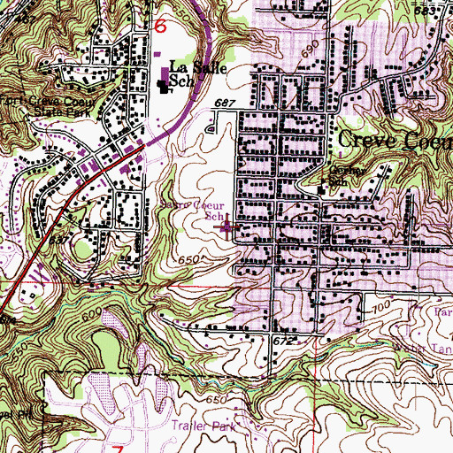 Topographic Map of Sacre Coeur School, IL