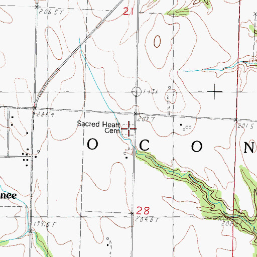 Topographic Map of Sacred Heart Cemetery, IL