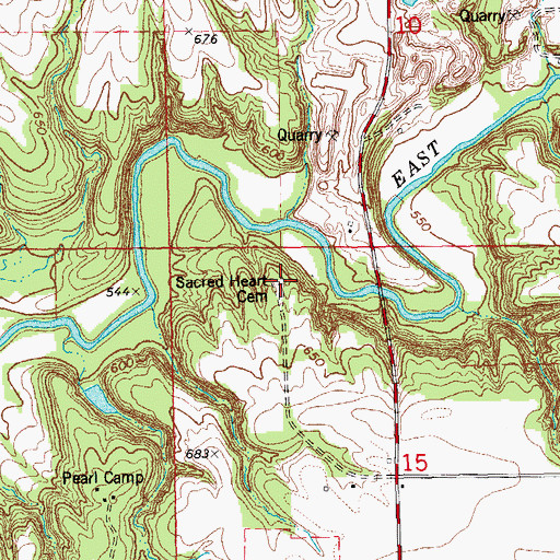 Topographic Map of Sacred Heart Cemetery, IL