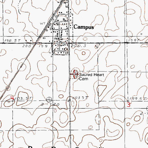 Topographic Map of Sacred Heart Cemetery, IL