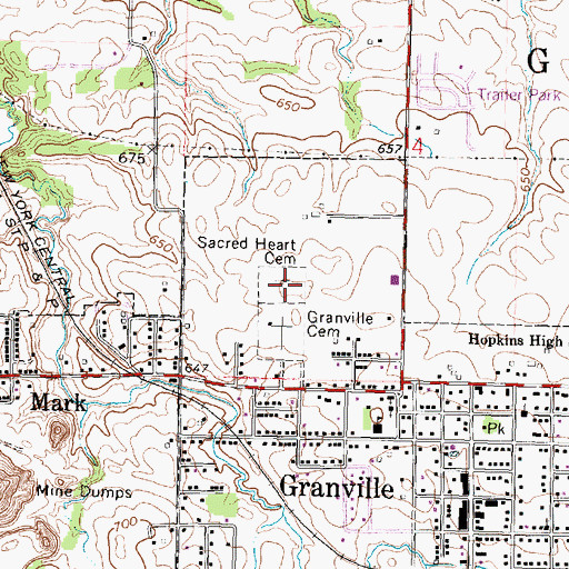 Topographic Map of Sacred Heart Cemetery, IL