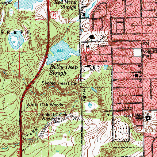 Topographic Map of Sacred Heart Catholic Cemetery, IL