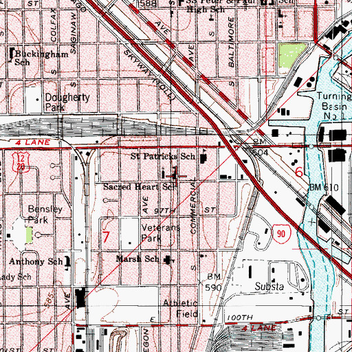 Topographic Map of Sacred Heart School, IL