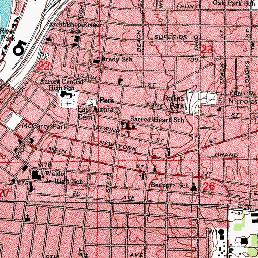Topographic Map of Sacred Heart School, IL