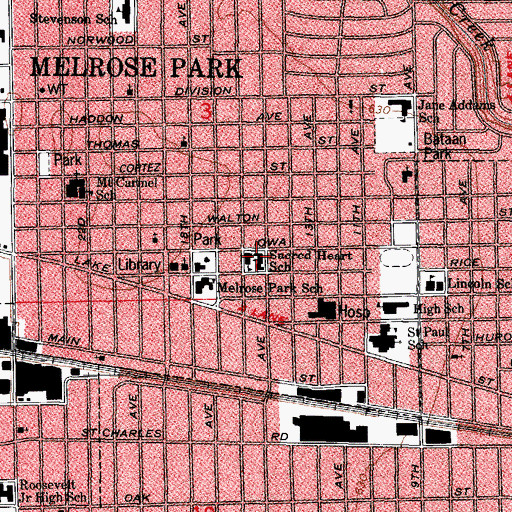 Topographic Map of Sacred Heart School, IL