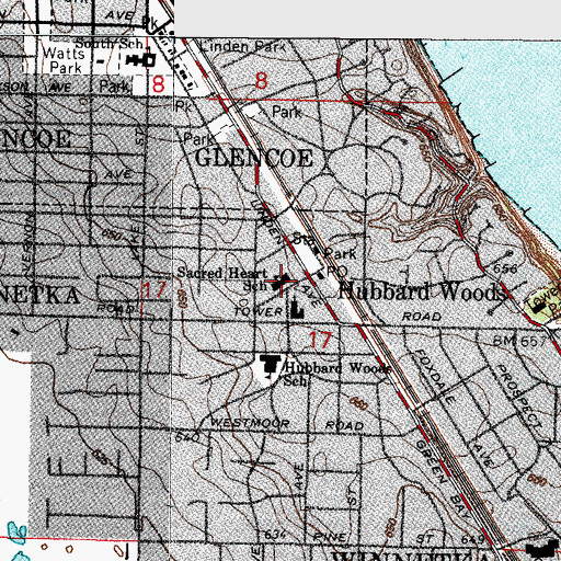 Topographic Map of Sacred Heart School, IL