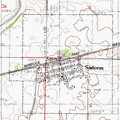 Topographic Map of Sadorus, IL