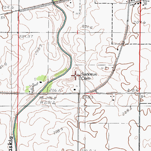Topographic Map of Sadorus Cemetery, IL
