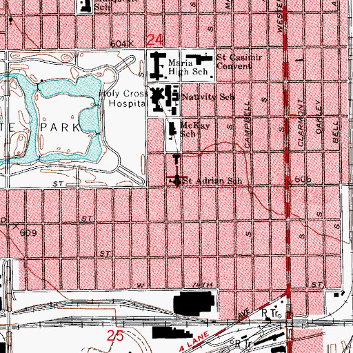Topographic Map of Saint Adrian School, IL