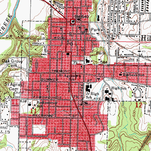Topographic Map of Saint Agnes School, IL
