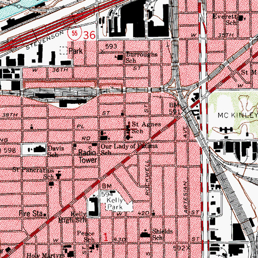 Topographic Map of Saint Agnes School, IL