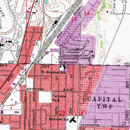 Topographic Map of Saint Aloysius School, IL