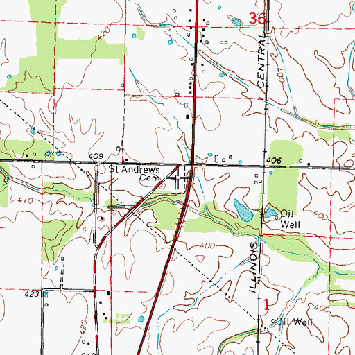 Topographic Map of Saint Andrews Cemetery, IL
