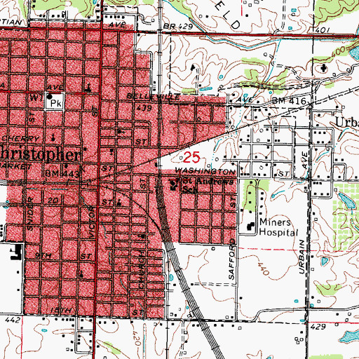 Topographic Map of Saint Andrews School, IL