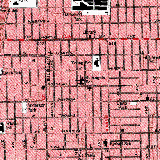 Topographic Map of Saint Angela School, IL