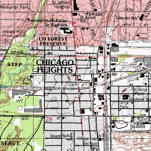 Topographic Map of Saint Anne School, IL