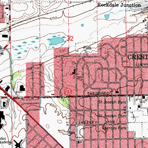 Topographic Map of Saint Anne School, IL