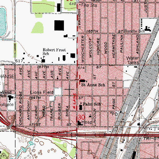 Topographic Map of Saint Anne School, IL