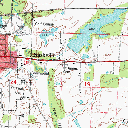 Topographic Map of Saint Anns Catholic Cemetery, IL