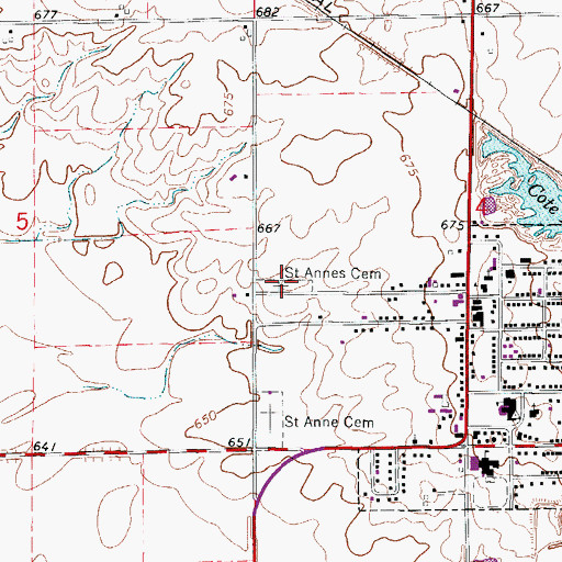 Topographic Map of Saint Anne Catholic Cemetery, IL
