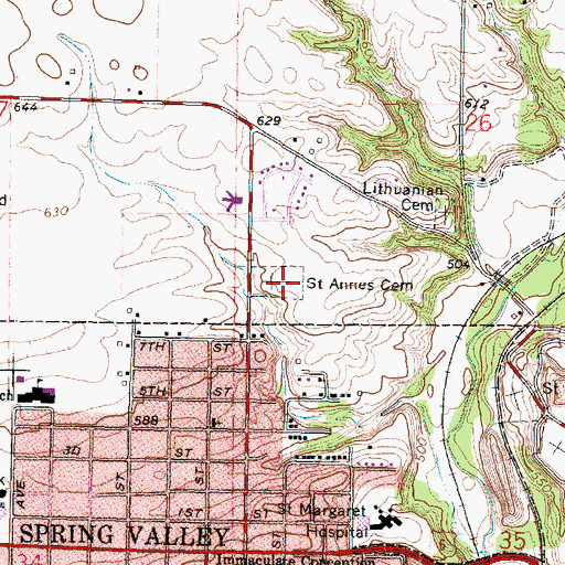 Topographic Map of Saint Annes Catholic Cemetery, IL
