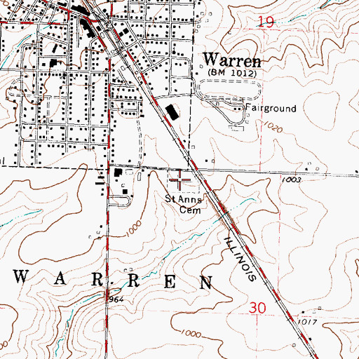 Topographic Map of Saint Annes Catholic Cemetery, IL
