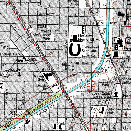 Topographic Map of Saint Athanasius School, IL