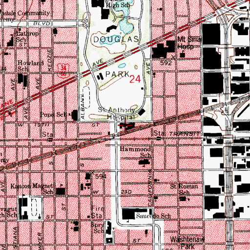 Topographic Map of Saint Anthony Hospital, IL