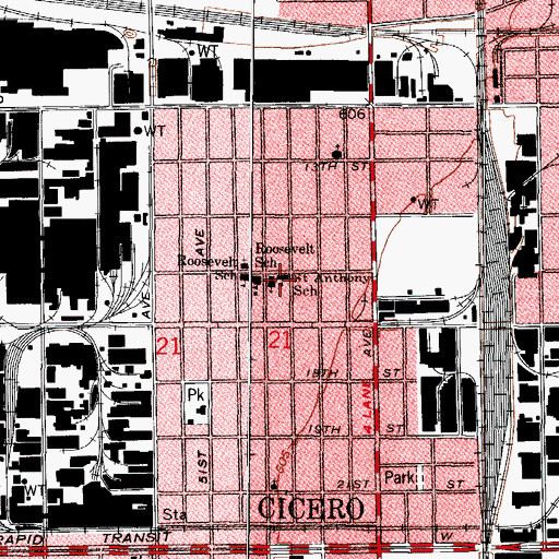 Topographic Map of Saint Anthony School, IL