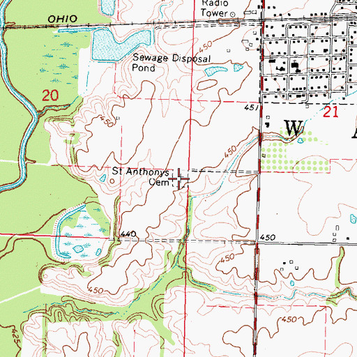 Topographic Map of Saint Anthony Cemetery, IL