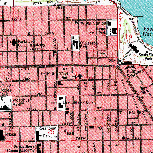 Topographic Map of Saint Aquinas High School, IL