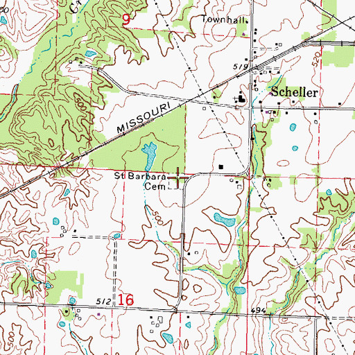Topographic Map of Saint Barbara Cemetery, IL