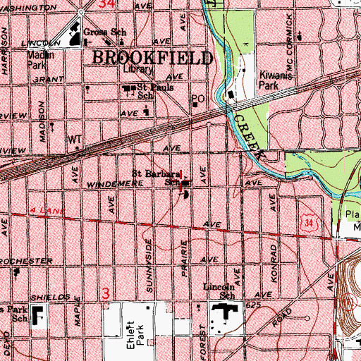 Topographic Map of Saint Barbara School, IL