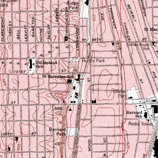 Topographic Map of Saint Barnabas School, IL