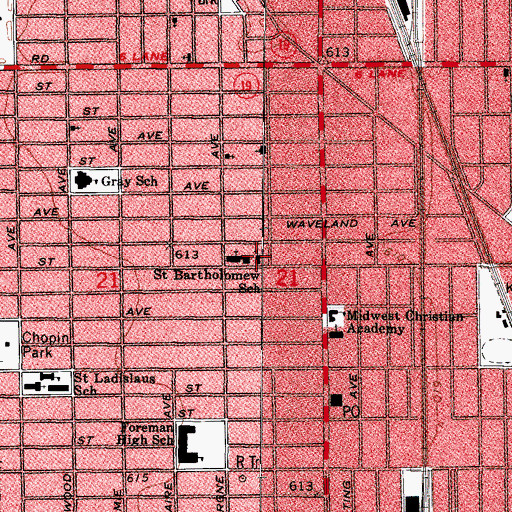 Topographic Map of Saint Bartholomew School, IL