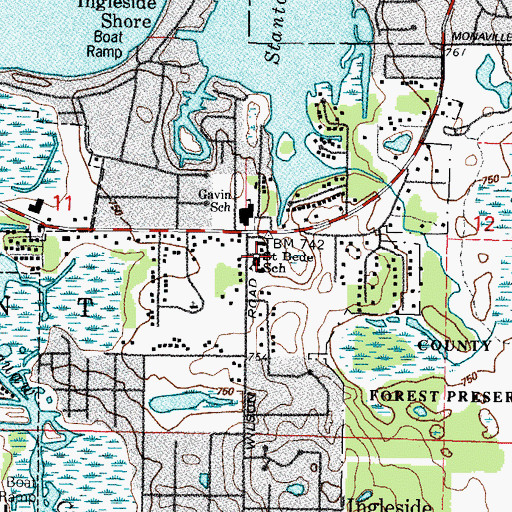 Topographic Map of Saint Bede School, IL