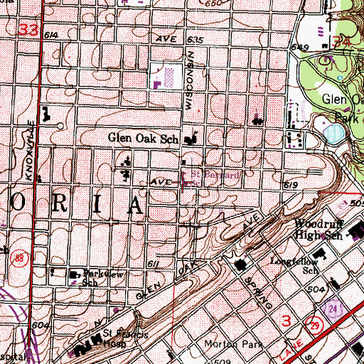Topographic Map of Saint Bernard School, IL