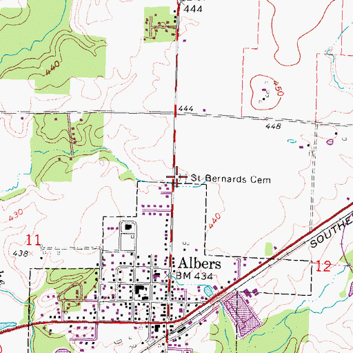 Topographic Map of Saint Bernard Cemetery, IL