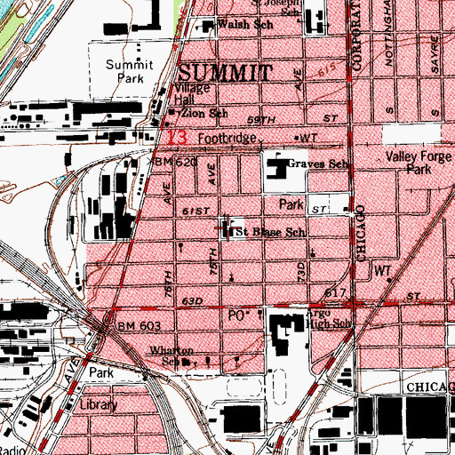 Topographic Map of Saint Blase School, IL