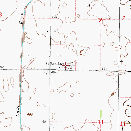 Topographic Map of Saint Boniface Church, IL