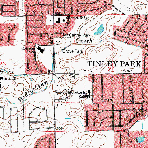 Topographic Map of Saint Boniface Episcopal Church, IL
