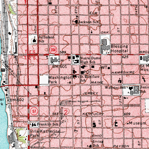 Topographic Map of Saint Boniface School, IL