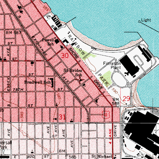 Topographic Map of Saint Brides School, IL