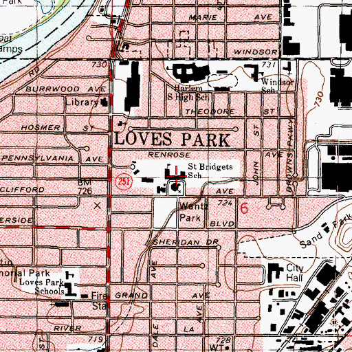 Topographic Map of Saint Bridget Catholic School, IL